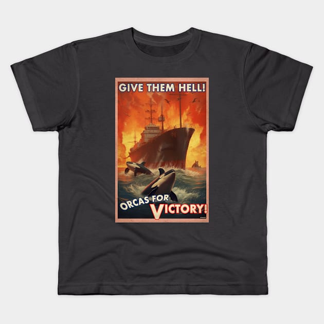 ORCAS FOR VICTORY! Kids T-Shirt by FWACATA